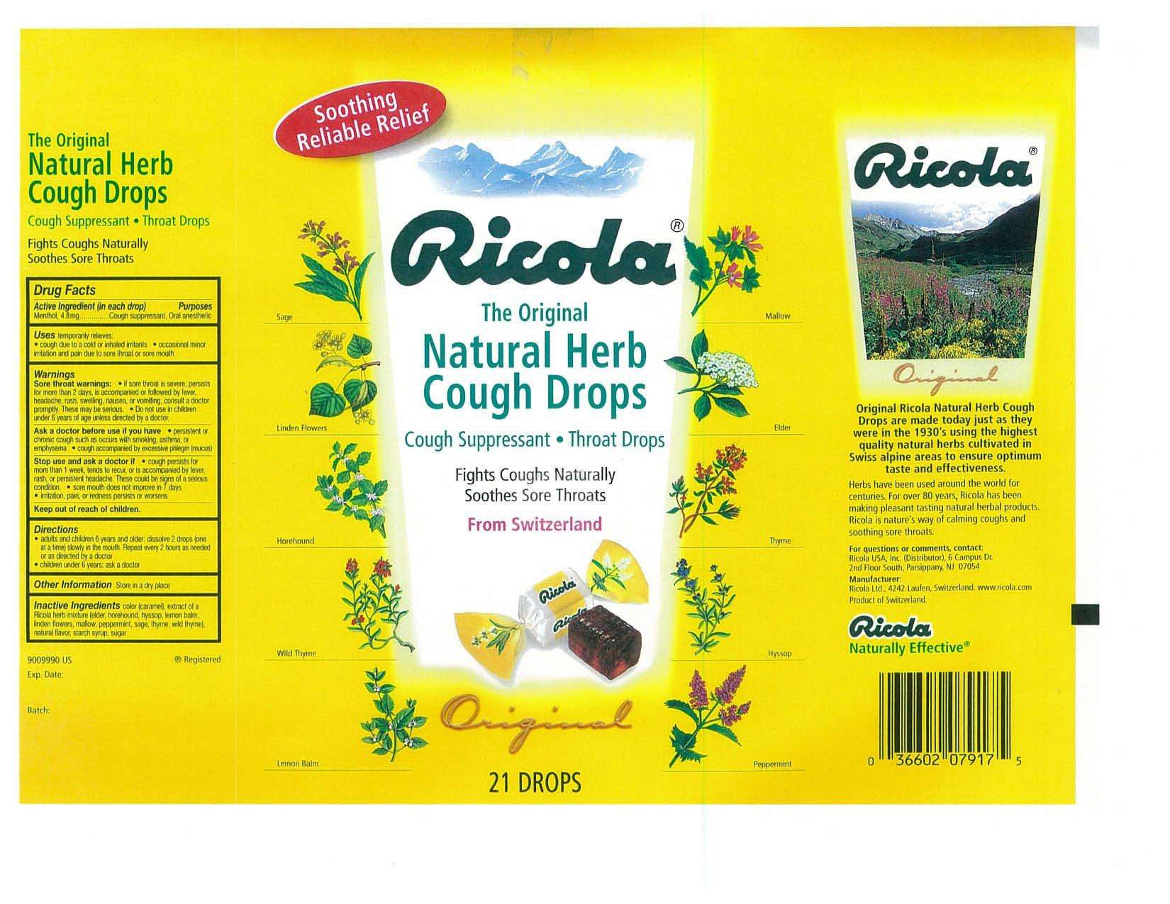 THE ORIGINAL NATURAL HERB COUGH DROPS